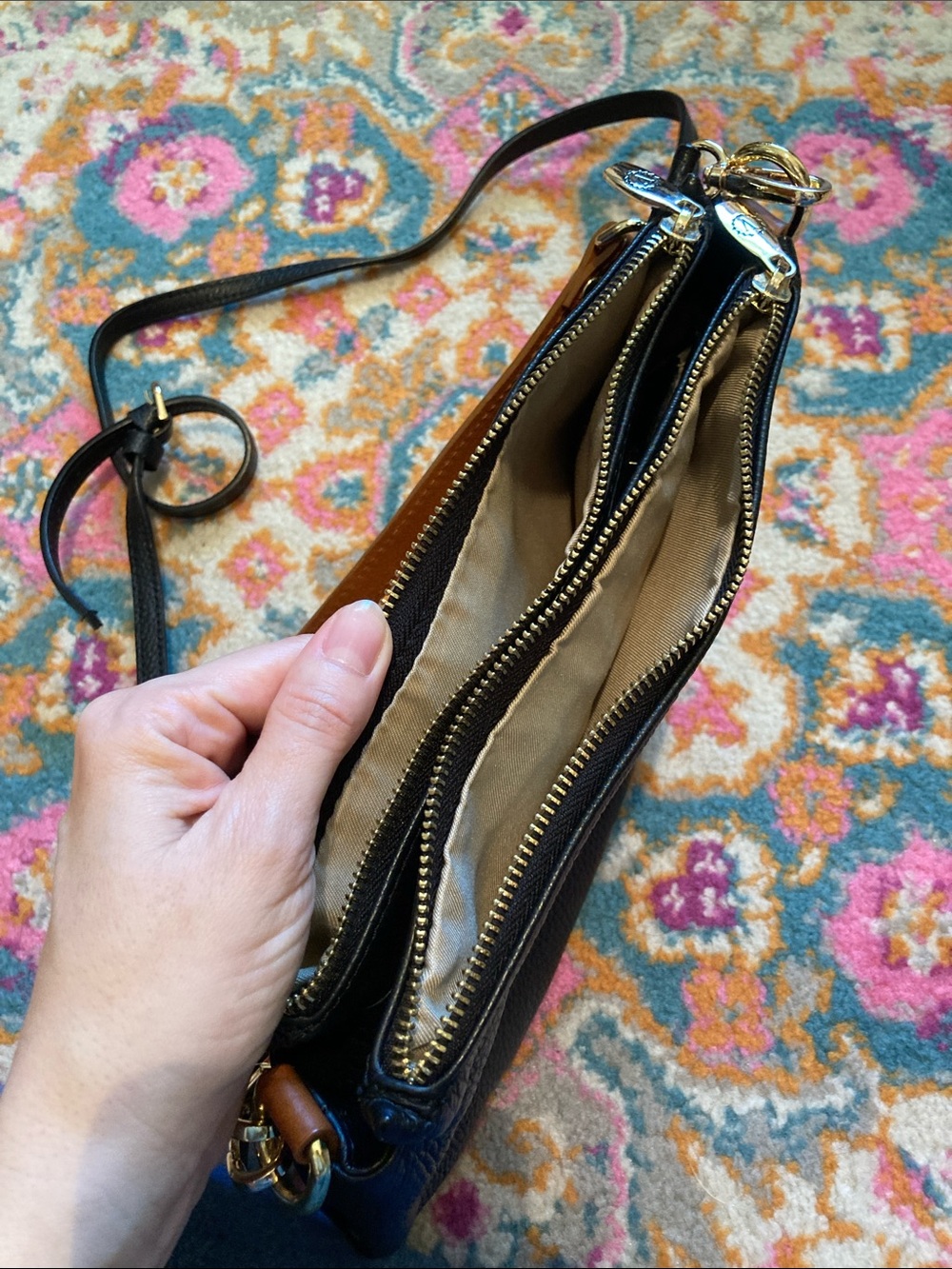 Valentina Black Pebbled Leather Crossbody Bag Italy - Picture 3 of 8